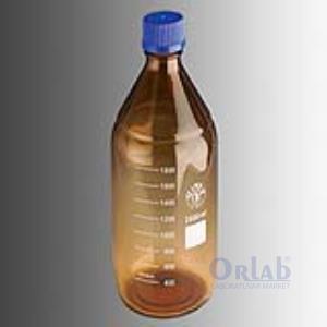 Cam Şişe, Payreks, Otoklavlanabilir, Mavi Kapaklı, Amber, 1000 ml