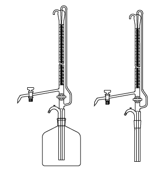 LG025.09.0010 Büret Otomatik, Çift PTFE Musluklu, Şeffaf, Depolu 10 ml Hacim, 0.02 ml Tolerans