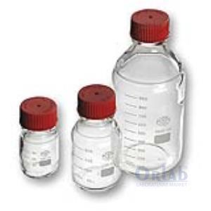 Şişe, 2000 Ml, Borosilikat Cam, Kırmızı Vidalı Kapaklı - Gl45, Taksimatlı