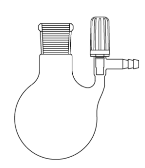 Cam Teknik LG007.03.1401 Azot (Schlenk) balonu, PTFE Valf musluklu 25 ml Hacim, NS: 14,5/23