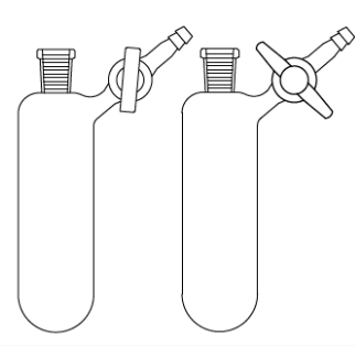 Cam Teknik LG007.07.0010 Azot (Schlenk) tüpü, Erkek şilifli, Teflon musluklu 10 ml Hacim, NS: 14,5/23