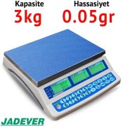 Jadever JCO-3K Dijital Hassas Sayıcı Terazi - Hassasiyet: 0.05 gr. Max: 3 kg.