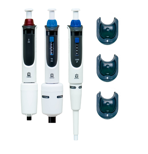 Brand MACRO Transferpette® S Ayarlanabilir Otomatik Pipet Seti 0,1-1 mL, 0,5-5 mL,1-10 mL Pipetler ve Askıları ile Komple