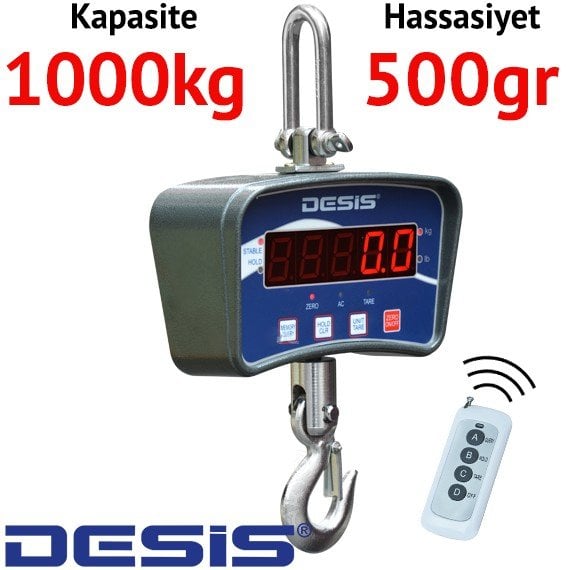 Desis OCS-B Dijital Vinç Baskülü - Hassasiyet: 0,5 kg. Max: 1000 kg.