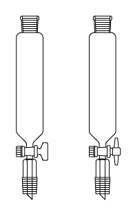 LG019.01.2901 Silindirik tip, Damlatma hunisi, Cam Musluk 50 ml Hacim, NS : 29/32, Musluk/Delik Çapı 12.5/2.5 mm