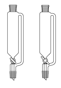LG019.04.1401 Silindirik tip, Damlatma hunisi, Basınç denge borulu, PTFE Musluk 25 ml Hacim, NS : 14,5/23, Musluk/Delik Çapı 12.5/2.5 mm