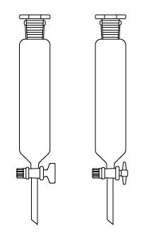 LG019.18.1901 Ayırma hunisi, Silindirik tip, PTFE Musluk 50 ml Hacim, NS: 19/26, Musluk/Delik Çapı 12.5/2.5 mm