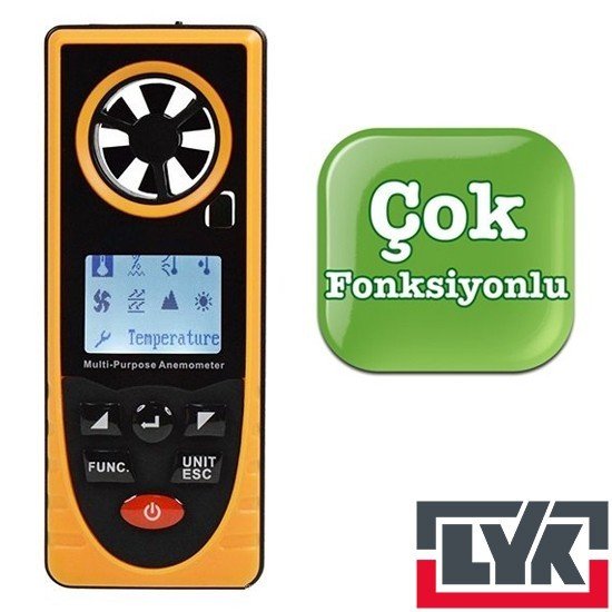 LYK BGM8910 Dijital Hava Hızı Ölçer Anemometre ''Çok Fonksiyonlu''